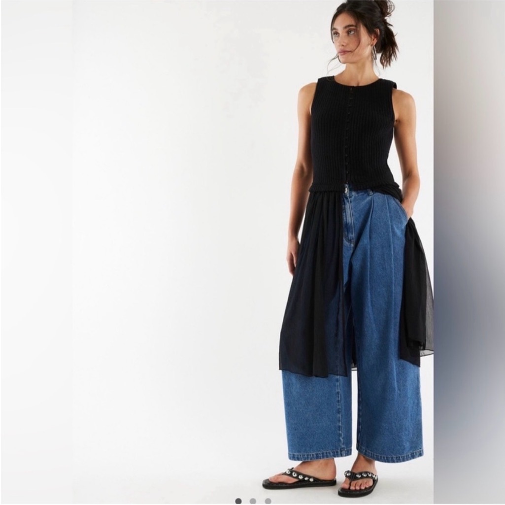 Nwt Free People Twice As Nice Black Tunic Maxi Top